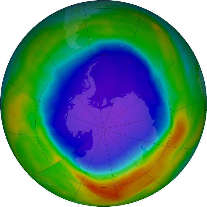 Antarctic ozone map for 22 October 2018
